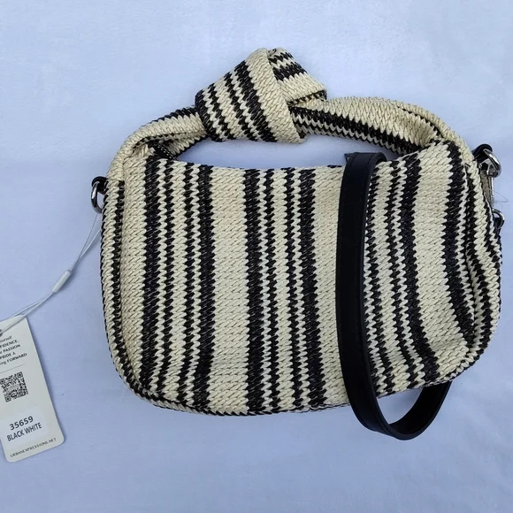 NWT Urban Expressions Black And White Stripe Casual Tracy Bag - Picture 3 of 6